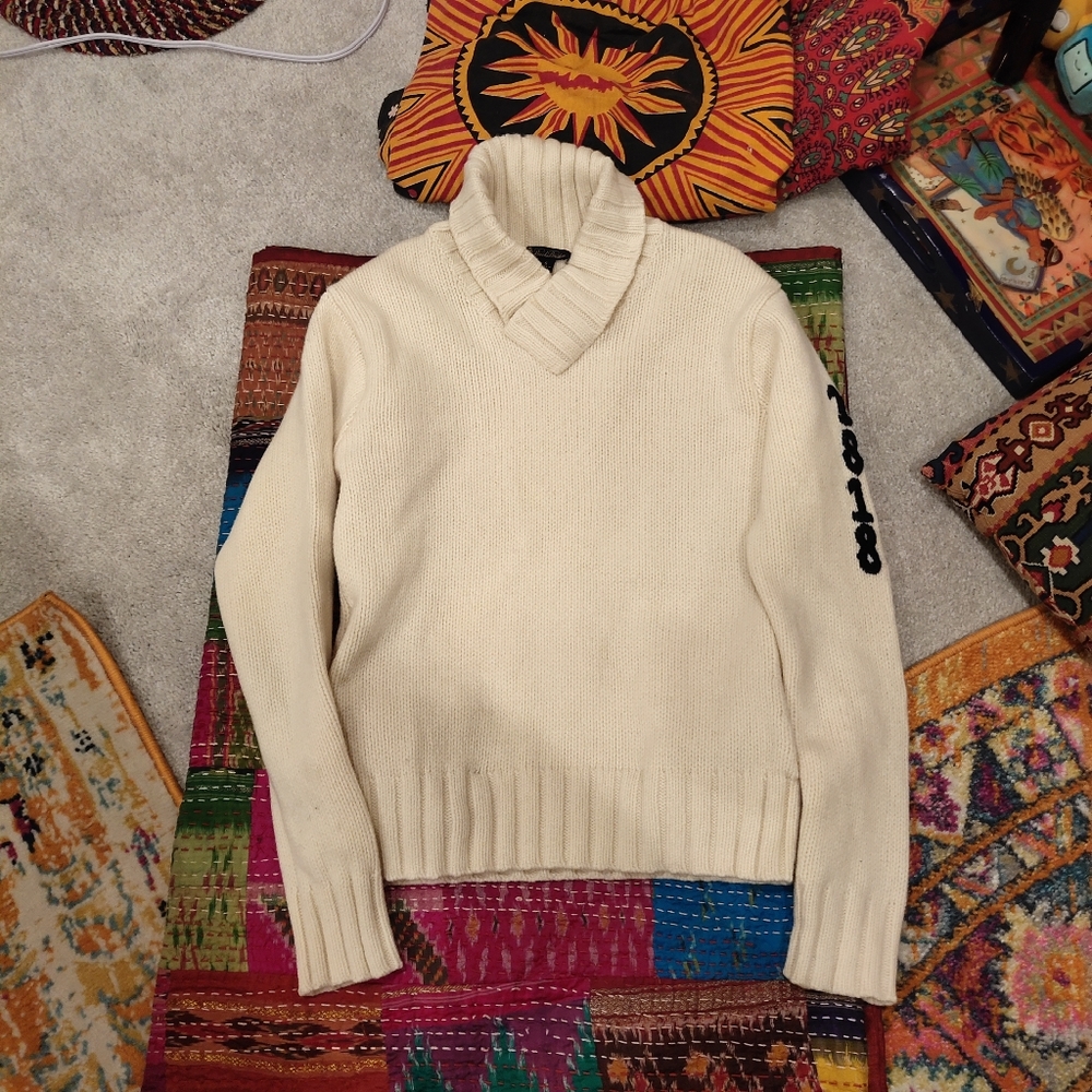 Brooks Brothers Wool White shawl collar sweater